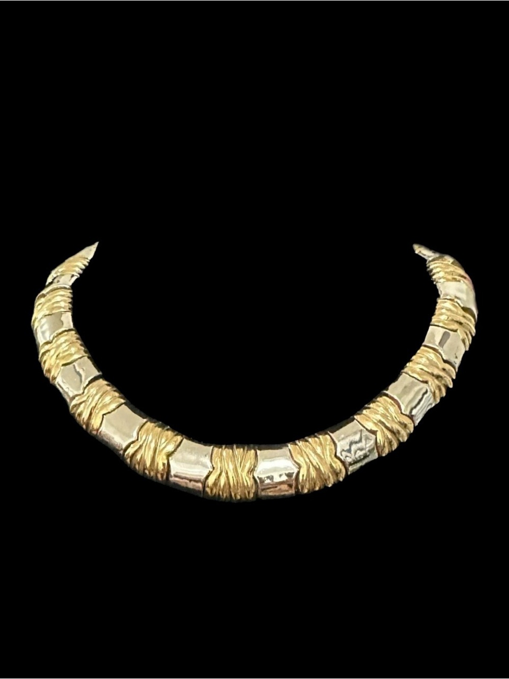 Vintage Elegant Two-Tone Gold and Silver Statement Collar Necklace